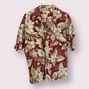 PIERRE CARDIN cotton hawaiian tropical print button down shirt resort men’s XL